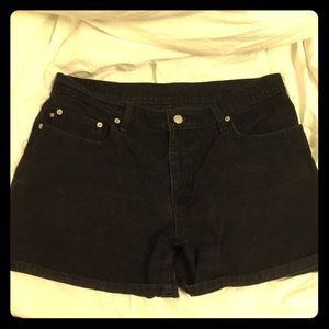Black denim shorts